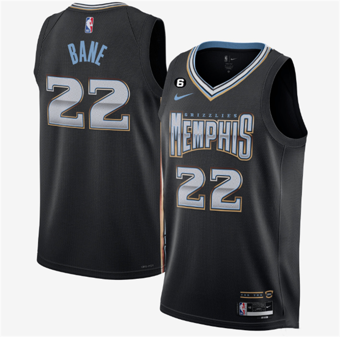 Personalized Men’s Memphis Grizzlies #22 Desmond Bane Black 2022 23 City Edition With NO.6 Patch Stitched Basketball Jersey