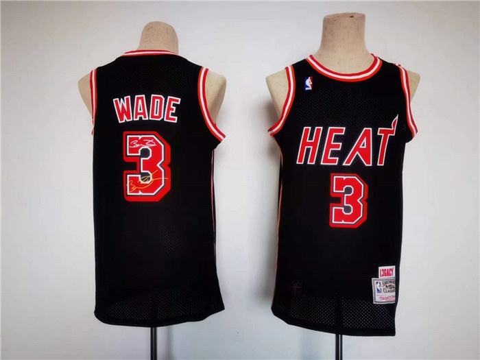 Personalized Men’s Miami Heat #3 Dwyane Wade Black Throwback Basketball Jersey