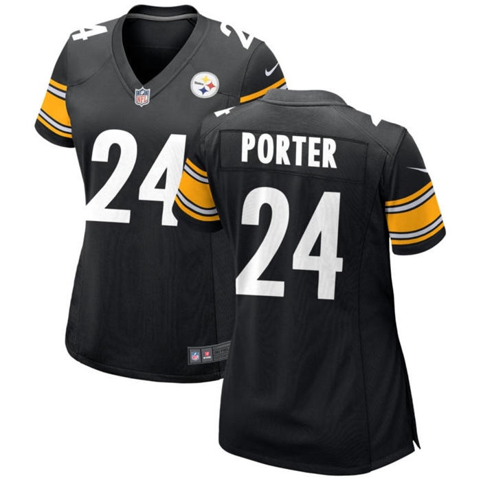 Personalized Women’s Pittsburgh Steelers #24 Joey Porter Jr. Black Stitched Game Jersey(Run Small)