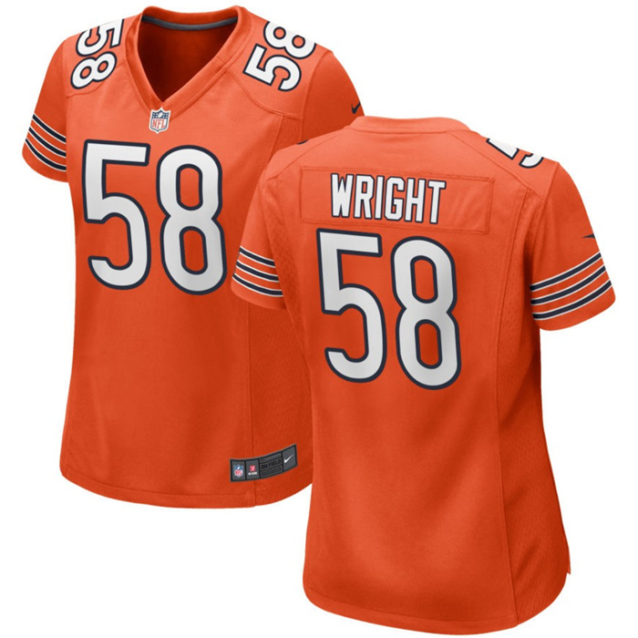Personalized Women’s Chicago Bears #58 Darnell Wright Orange Stitched Game Jersey(Run Small)