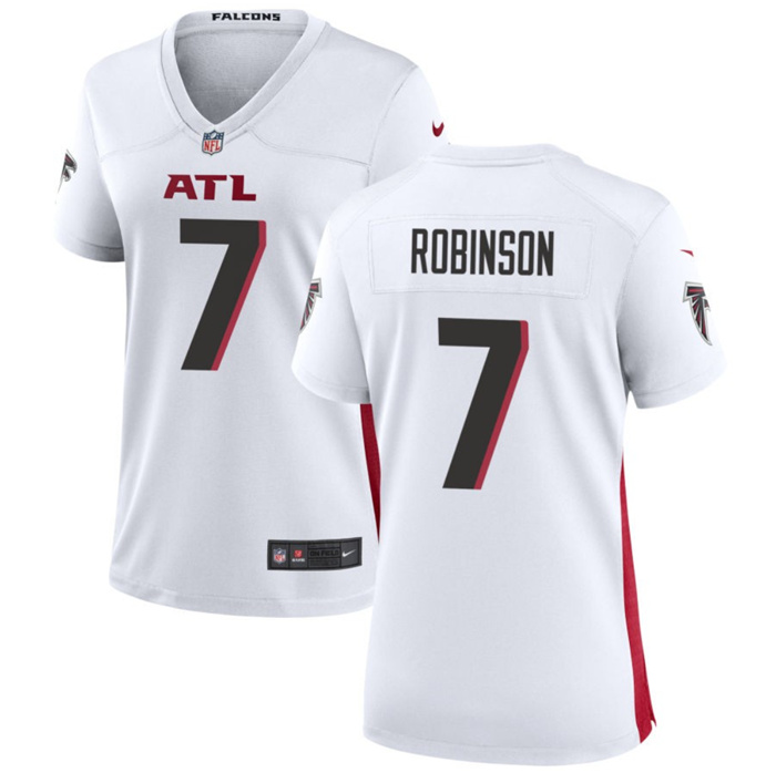 Personalized Women’s Atlanta Falcons #7 Bijan Robinson White Stitched Jersey(Run Small)