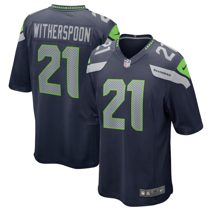 Personalized Men’s Seattle Seahawks #21 Devon Witherspoon Navy Stitched Game Jersey