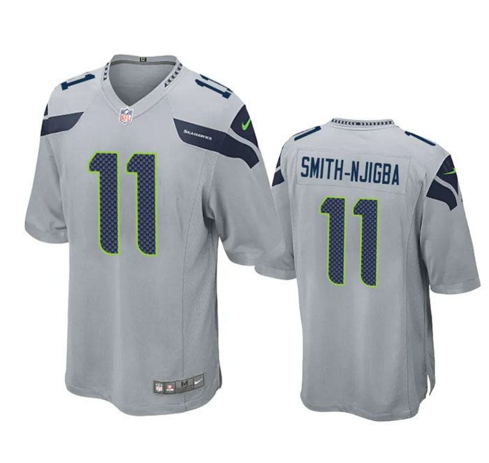 Personalized Men’s Seattle Seahawks #11 Jaxon Smith-Njigba Grey Stitched Game Jersey