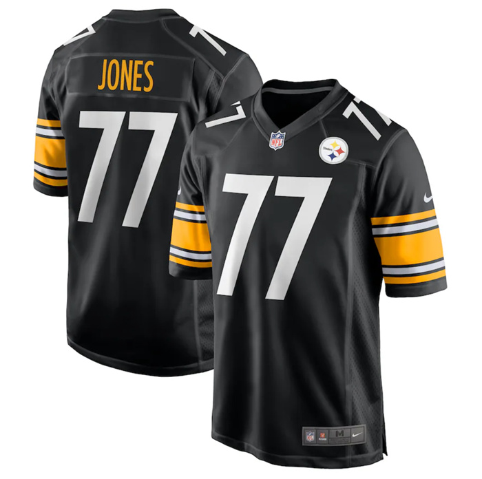 Personalized Men’s Pittsburgh Steelers #77 Broderick Jones Black Stitched Game Jersey