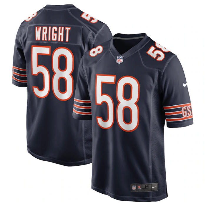 Personalized Men’s Chicago Bears #58 Darnell Wright Navy Stitched Football Game Jersey