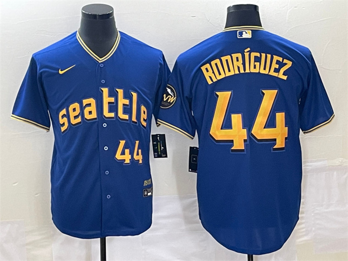 Personalized Men’s Seattle Mariners #44 Julio Rodriguez Royal 2023 City Connect Cool Base With Patch Stitched Baseball Jersey