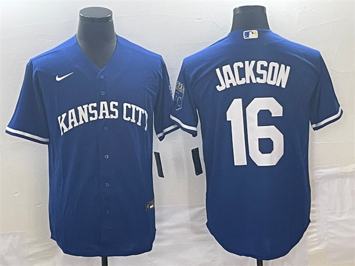 Personalized Men’s Kansas City Royals #16 Bo Jackson Navy Cool Base Stitched Baseball Jersey