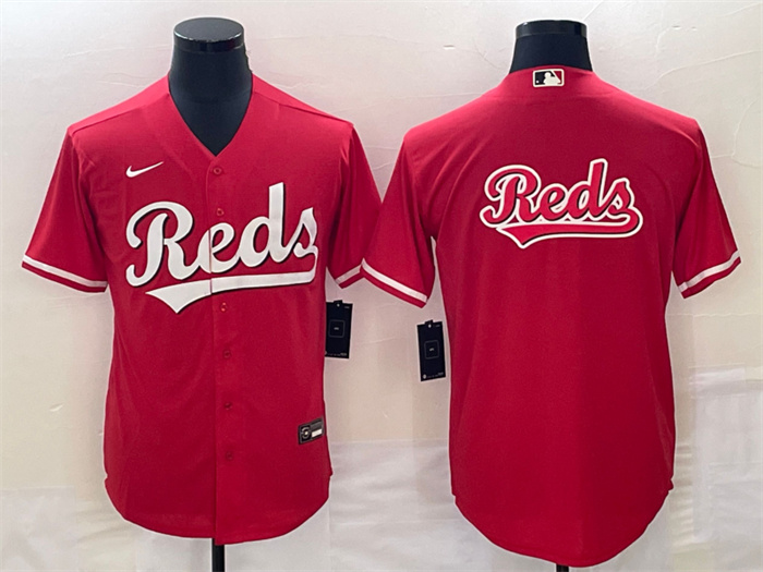 Personalized Men’s Cincinnati Reds Red Team Big Logo Cool Base Stitched Baseball Jersey