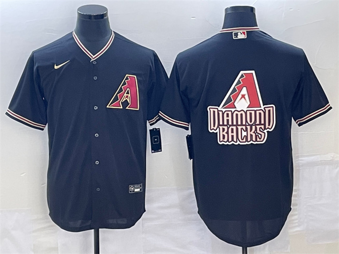 Personalized Men’s Arizona Diamondbacks Black Team Big Logo Cool Base Stitched Baseball Jersey