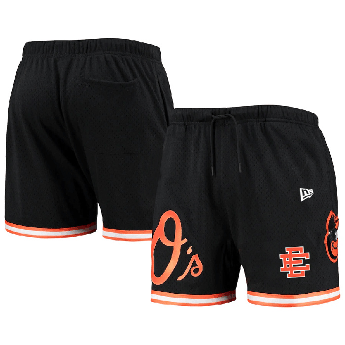 Personalized Men’s Baltimore Orioles Black Mesh Shorts