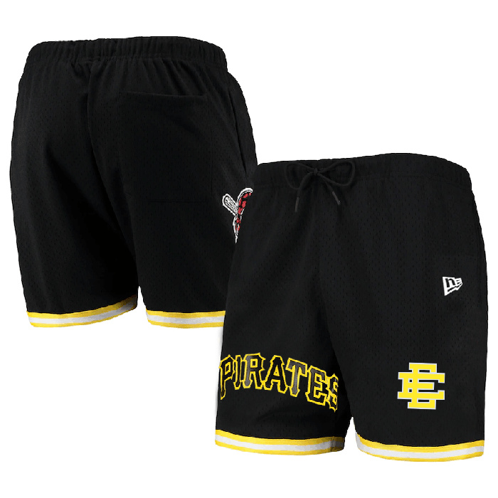 Personalized Men’s Pittsburgh Pirates Black Mesh Shorts