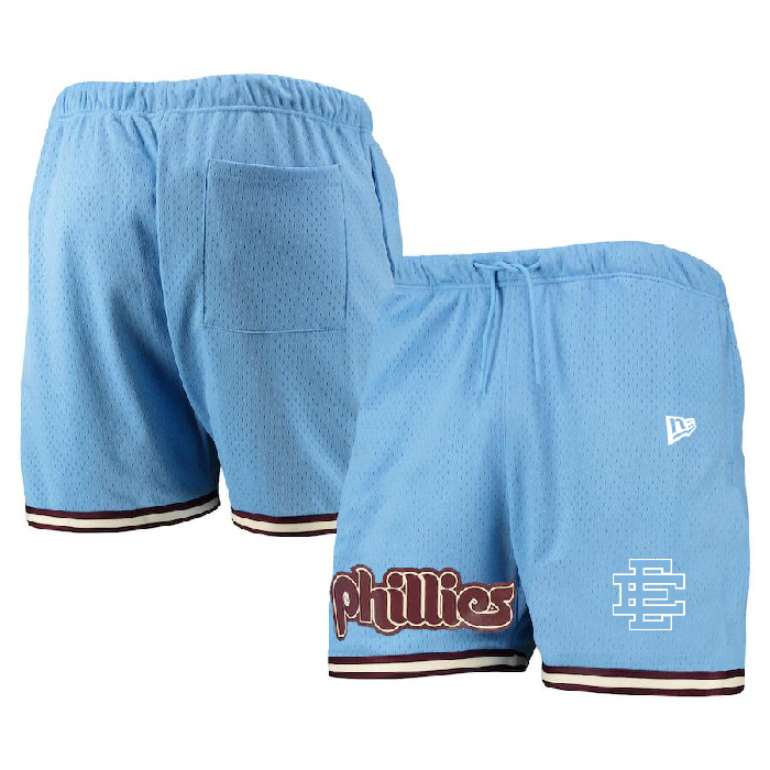 Personalized Men’s Philadelphia Phillies Blue Mesh Shorts