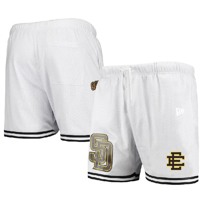 Personalized Men’s San Diego Padres White Mesh Shorts 001
