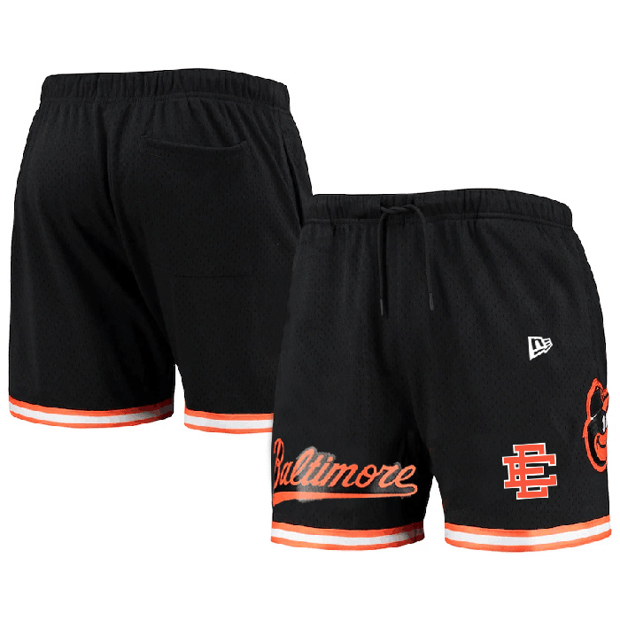Personalized Men’s Baltimore Orioles Black Mesh Shorts 001