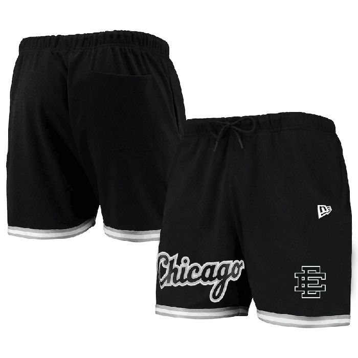 Personalized Men’s Chicago White Sox Black Mesh Shorts 001