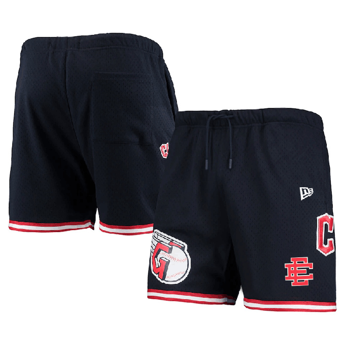 Personalized Men’s Cleveland Guardians Navy Mesh Shorts 001