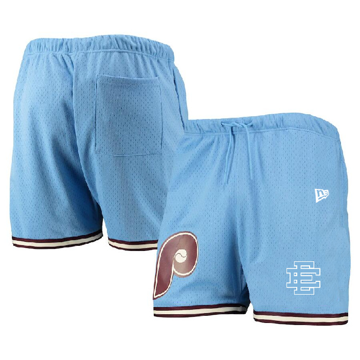 Personalized Men’s Philadelphia Phillies Blue Mesh Shorts 001