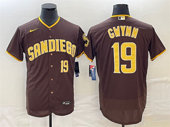 Personalized Men’s San Diego Padres #19 Tony Gwynn Coffee Flex Base With Patch Stitched Jersey