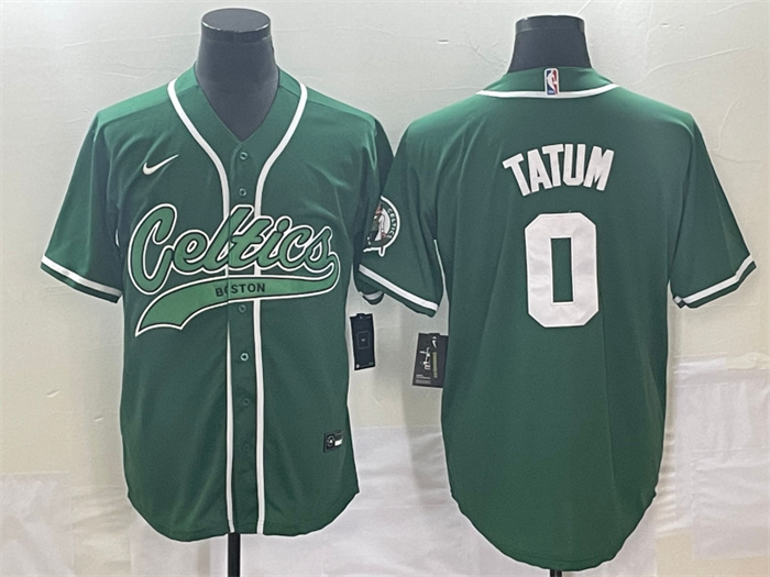 Personalized Men’s Boston Celtics #0 Jayson Tatum Green Stitched Baseball Jersey