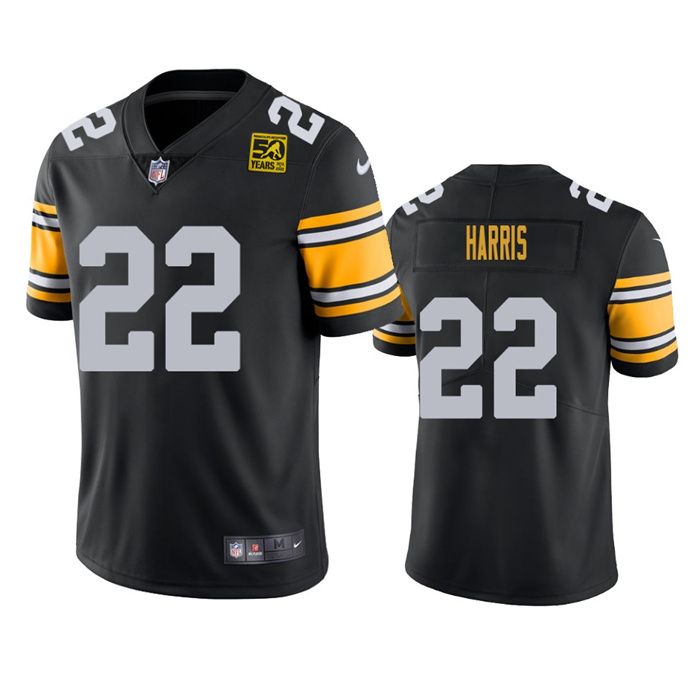 Personalized Men’s Pittsburgh Steelers #22 Najee Harris Black 2023 50th Anniversary Untouchable Limited Jersey