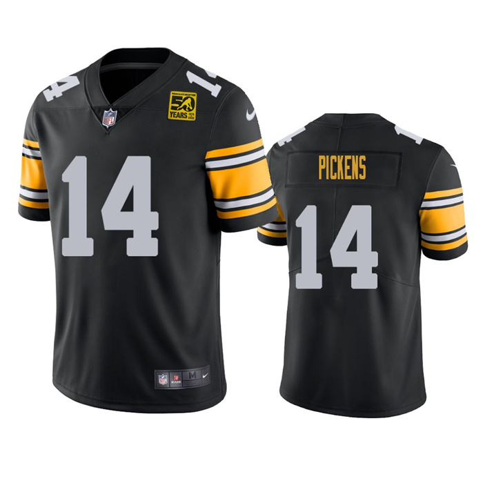Personalized Men’s Pittsburgh Steelers #14 George Pickens Black 2023 50th Anniversary Untouchable Limited Jersey