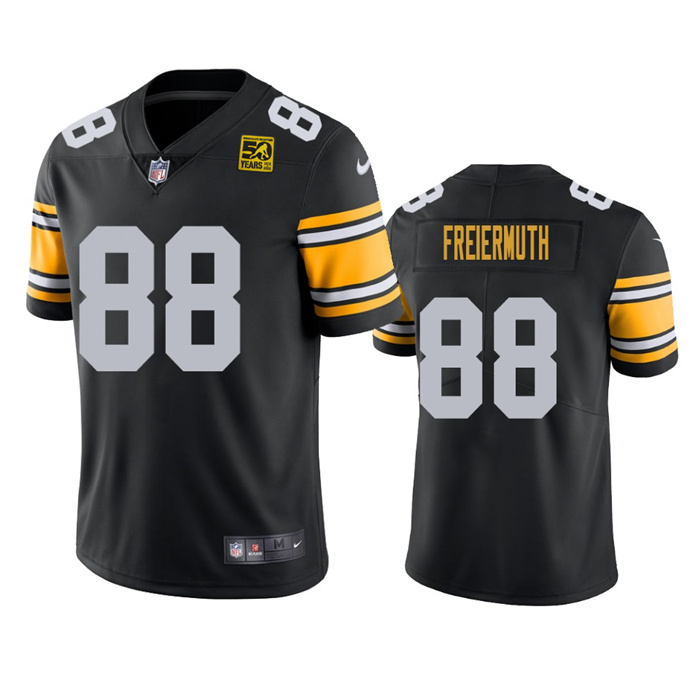 Personalized Men’s Pittsburgh Steelers #88 Pat Freiermuth Black 2023 50th Anniversary Untouchable Limited Jersey