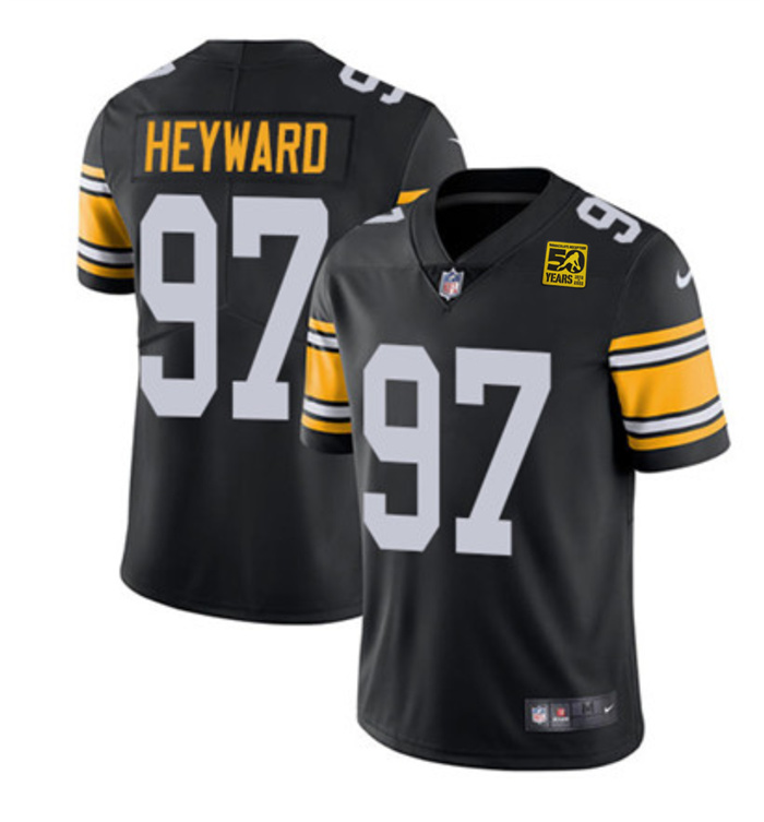 Personalized Men’s Pittsburgh Steelers #97 Cameron Heyward Black 2023 50th Anniversary Untouchable Limited Jersey