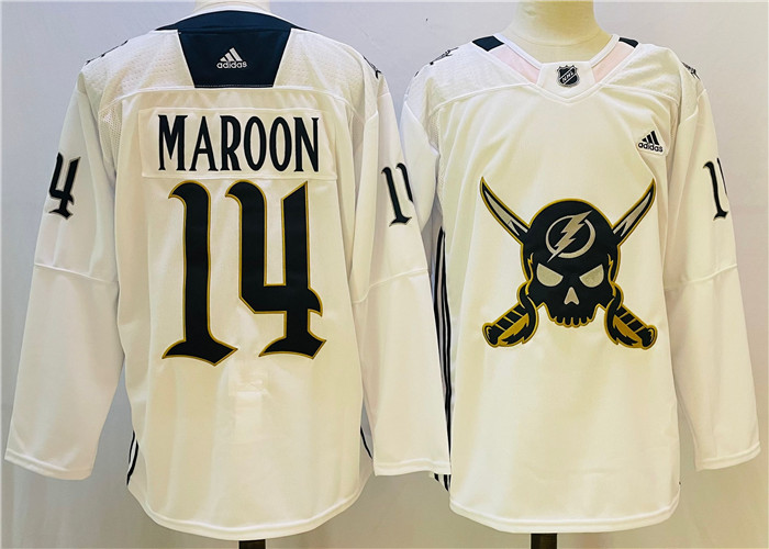 Personalized Men’s Tampa Bay Lightning #14 Pat Maroon White Stitched Jersey