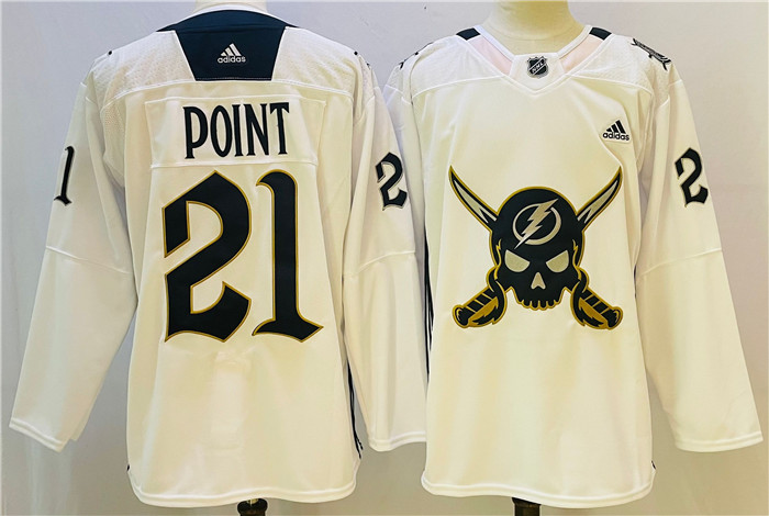 Personalized Men’s Tampa Bay Lightning #21 Brayden Point White Stitched Jersey