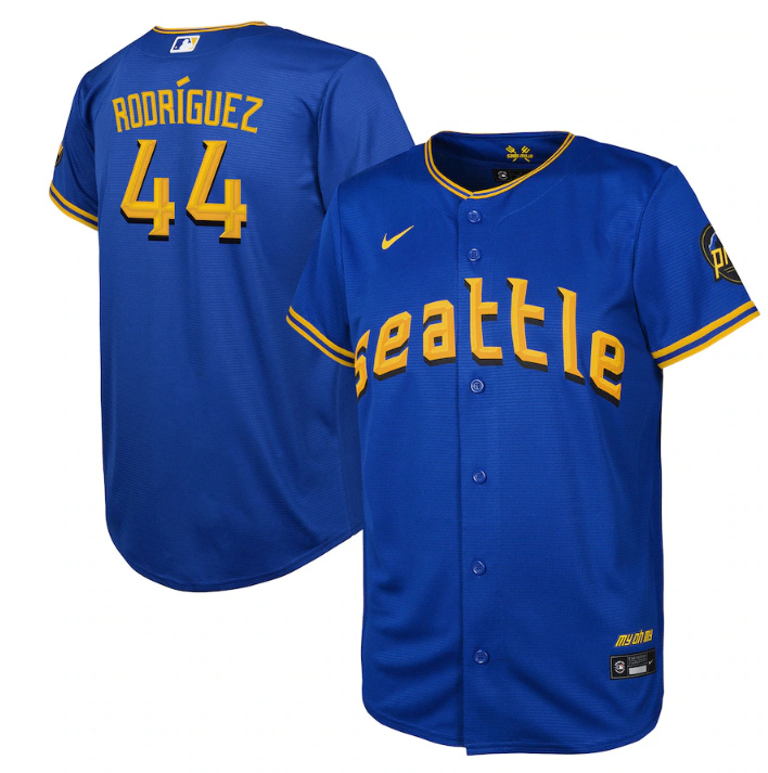 Personalized Youth Seattle Mariners #44 Julio Rodriguez Royal 2023 City Connect Stitched Baseball Jersey