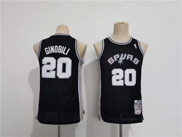 Personalized Youth Spurs #20 Manu Ginobili Black Stitched Jersey