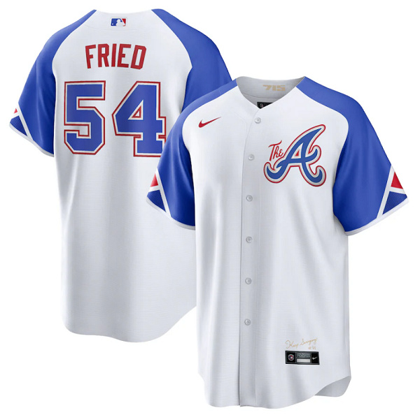 Personalized Youth Atlanta Braves #54 Max Fried White 2023 City Connect Stitched Baseball Jersey