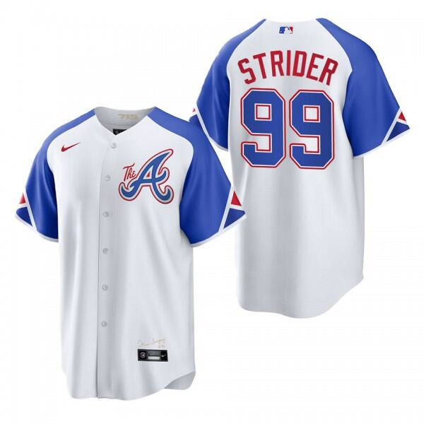 Personalized Youth Atlanta Braves #99 Spencer Strider White 2023 City Connect Stitched Baseball Jersey
