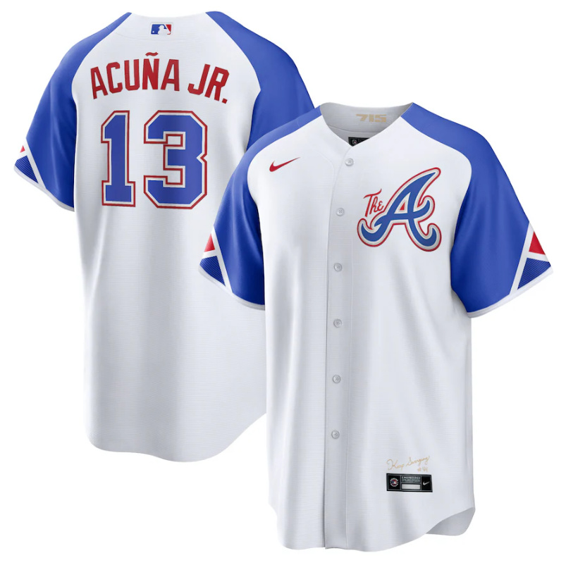 Personalized Youth Atlanta Braves #13 Ronald Acuña Jr. White 2023 City Connect Stitched Baseball Jersey