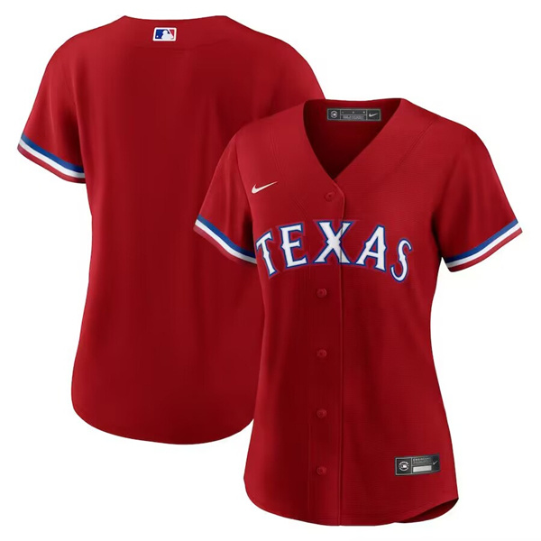 Personalized Women’s Texas Rangers Blank Red Stitched Baseball Jersey(Run Small)