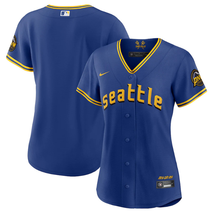 Personalized Women’s Seattle Mariners Blank Royal 2023 City Connect Stitched Baseball Jersey(Run Small)
