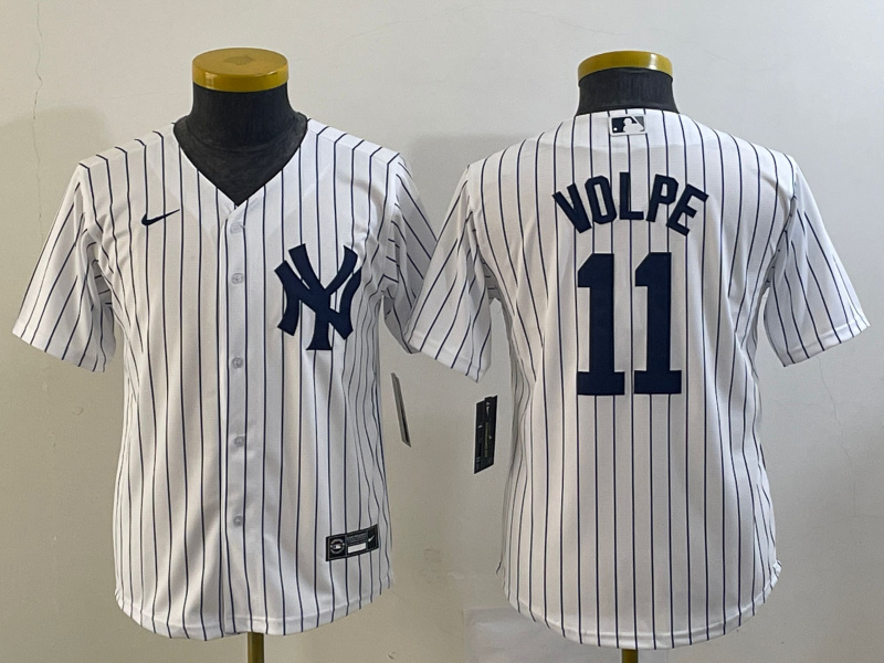 Personalized Women’s New York Yankees #11 Anthony Volpe White Cool Base Stitched Jersey(Run Small)
