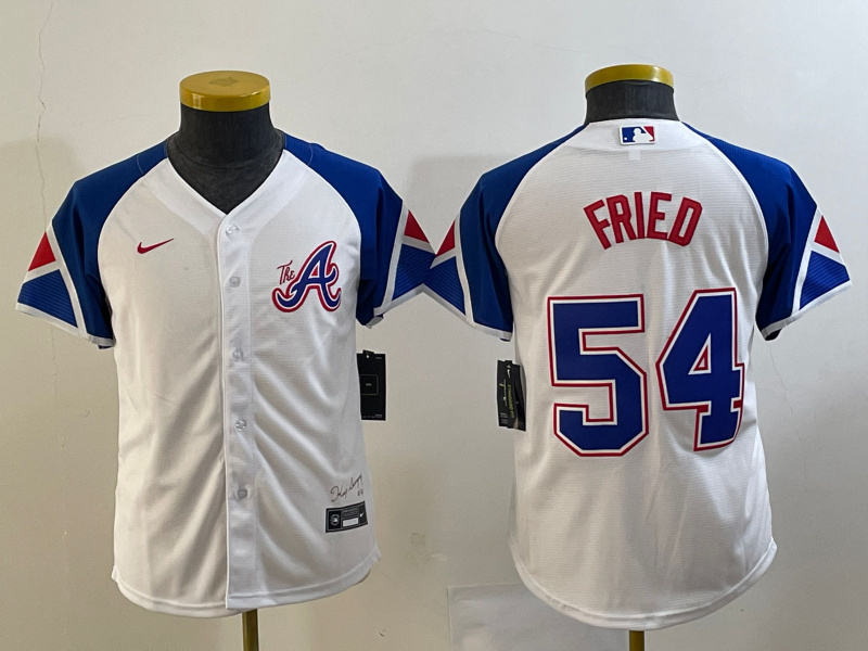 Personalized Women’s Atlanta Braves #54 Max Fried White 2023 City Connect Stitched Baseball Jersey(Run Small)