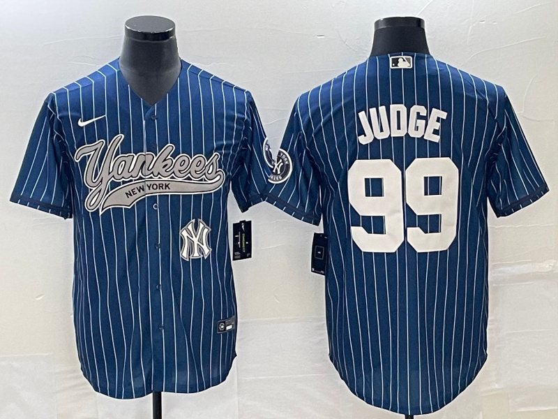 Personalized Men’s New York Yankees #99 Aaron Judge Navy With Patch Cool Base Stitched Baseball Jersey