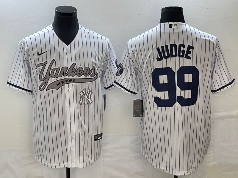Personalized Men’s New York Yankees #99 Aaron Judge White With Patch Cool Base Stitched Baseball Jersey