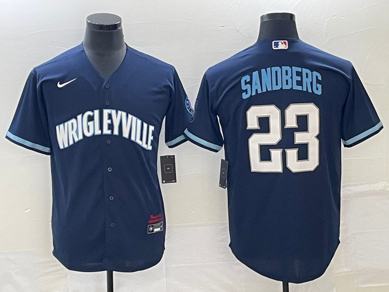 Personalized Men’s Chicago Cubs #23 Ryne Sandberg Navy City Connect Cool Base Stitched Baseball Jersey