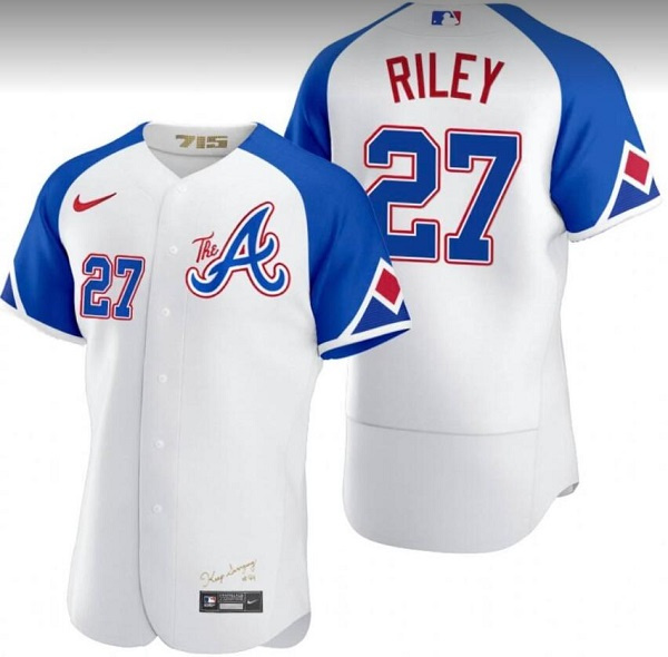 Personalized Men’s Atlanta Braves #27 Austin Riley White 2023 City Connect Flex Base Stitched Jersey