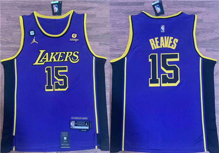 Personalized Men’s Los Angeles Lakers #15 Austin Reaves Purple With NO.6 Patch Stitched Basketball Jersey