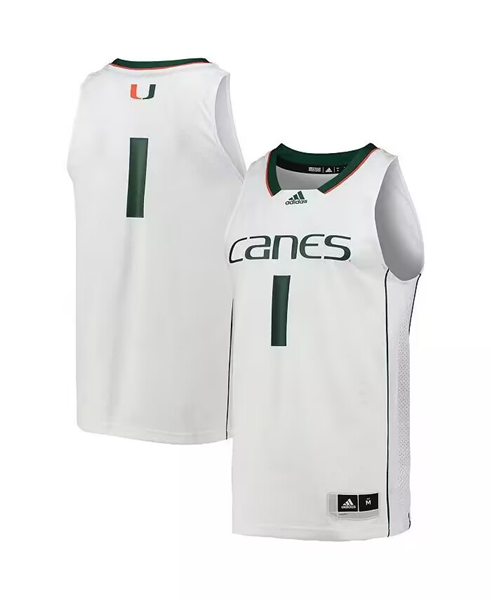 Personalized Men’s Miami Hurricanes #1 White Swingman Stitched Basketball Jerseys