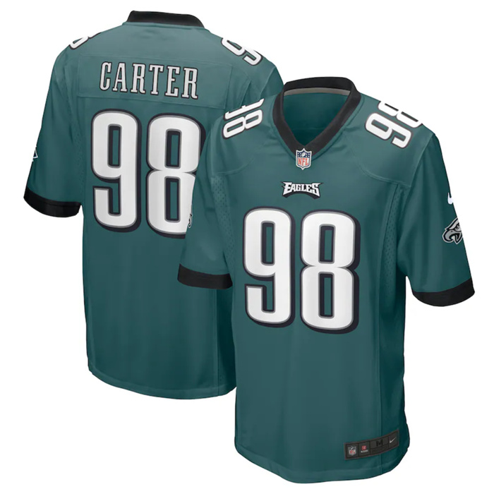 Personalized Youth Philadelphia Eagles #98 Jalen Carter Green 2023 Draft Stitched Football Jersey