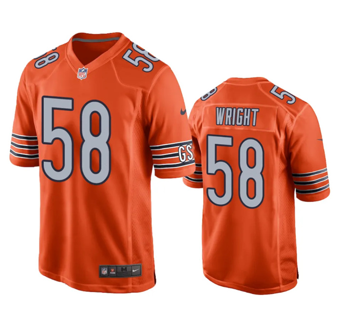 Personalized Youth Chicago Bears #58 Darnell Wright Orange 2023 Draft Stitched Football Game Jersey