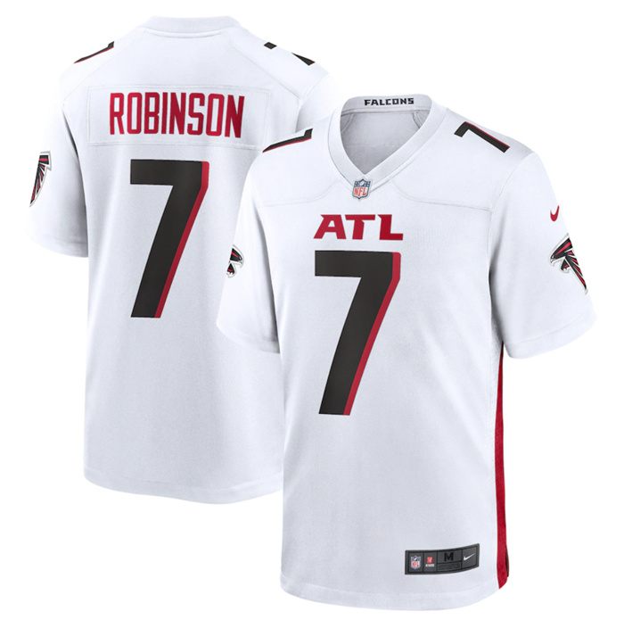 Personalized Youth Atlanta Falcons #7 Bijan Robinson White 2023 Draft Stitched Game Jersey