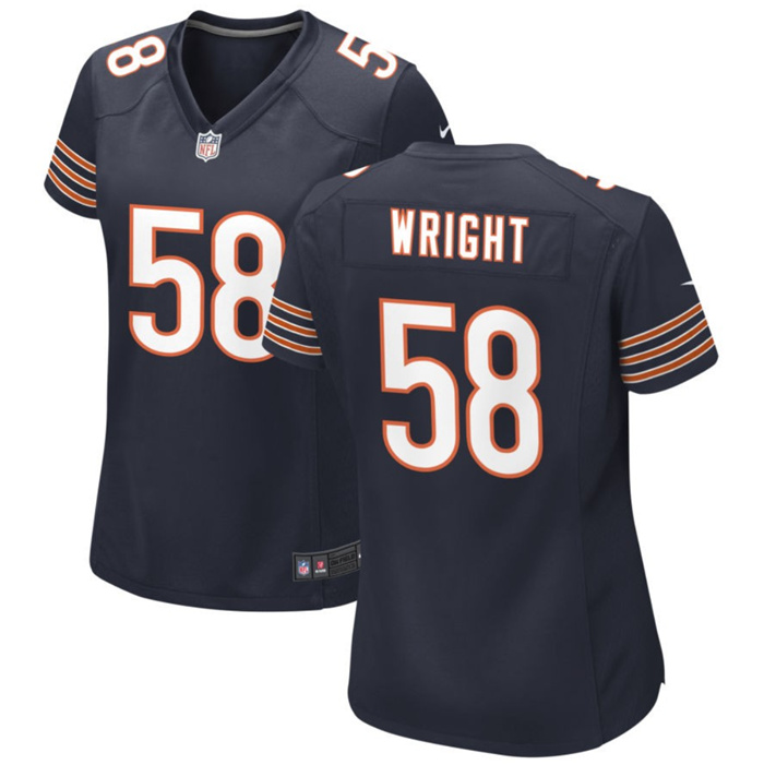 Personalized Women’s Chicago Bears #58 Darnell Wright Navy 2023 Draft Stitched Game Jersey(Run Small)