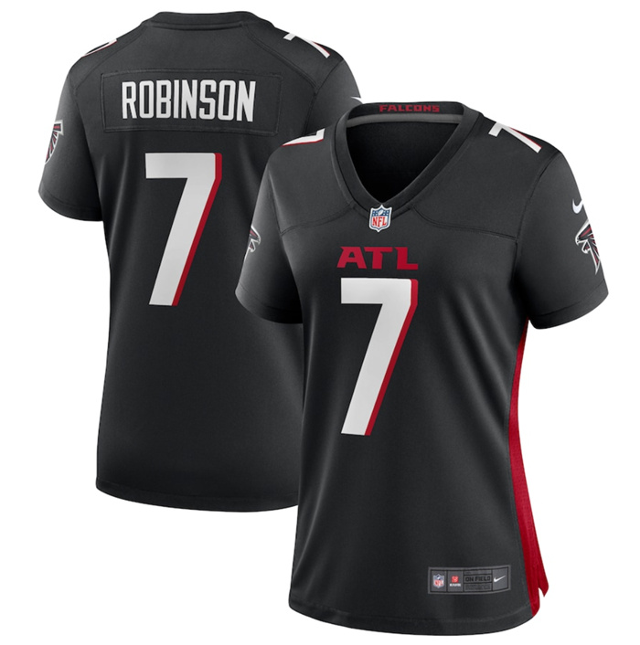 Personalized Women’s Atlanta Falcons #7 Bijan Robinson Black 2023 Draft Stitched Jersey(Run Small)