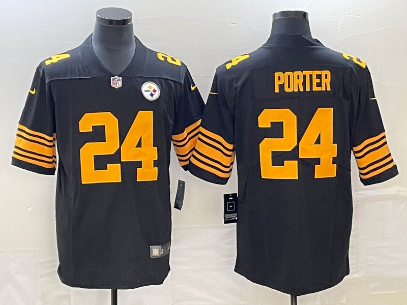 Personalized Men’s Pittsburgh Steelers #24 Joey Porter Jr. Black 2023 Draft Color Rush Limited Stitched Jersey